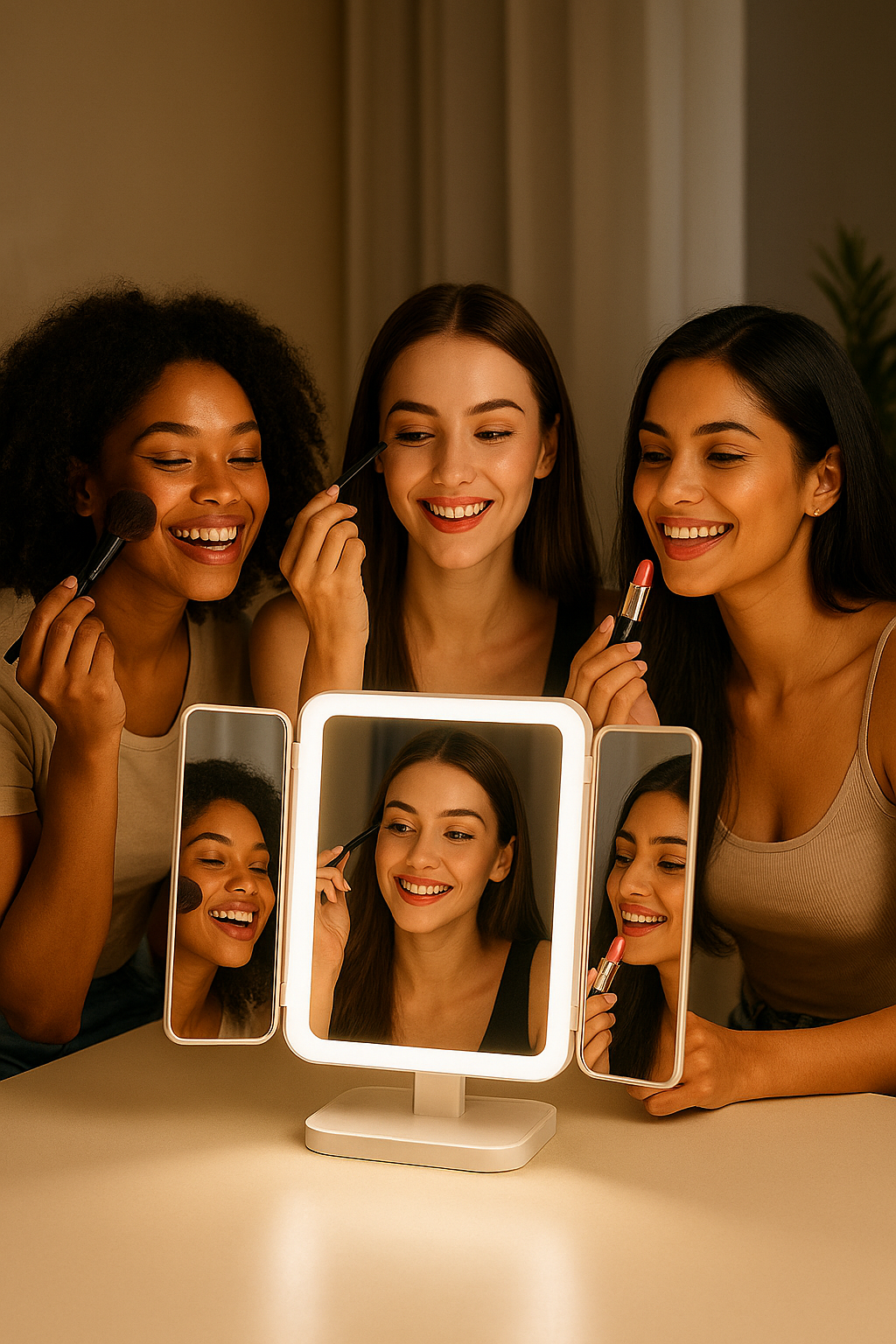 Espejo con luz de aumento maquillaje